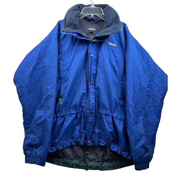 Patagonia Vtg Women’s Blue Ripstop Hooded Jacket Fleece Lined Outdoor Coat Sz SM - Picture 3 of 12